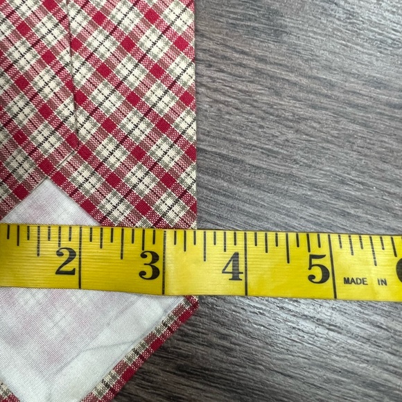 Polo Ralph Lauren Red, White & Grey Plaid Cotton Tie - Picture 6 of 6